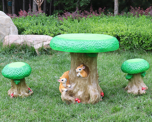 Natural Fiberglass Stump Themed Garden Chair Statue