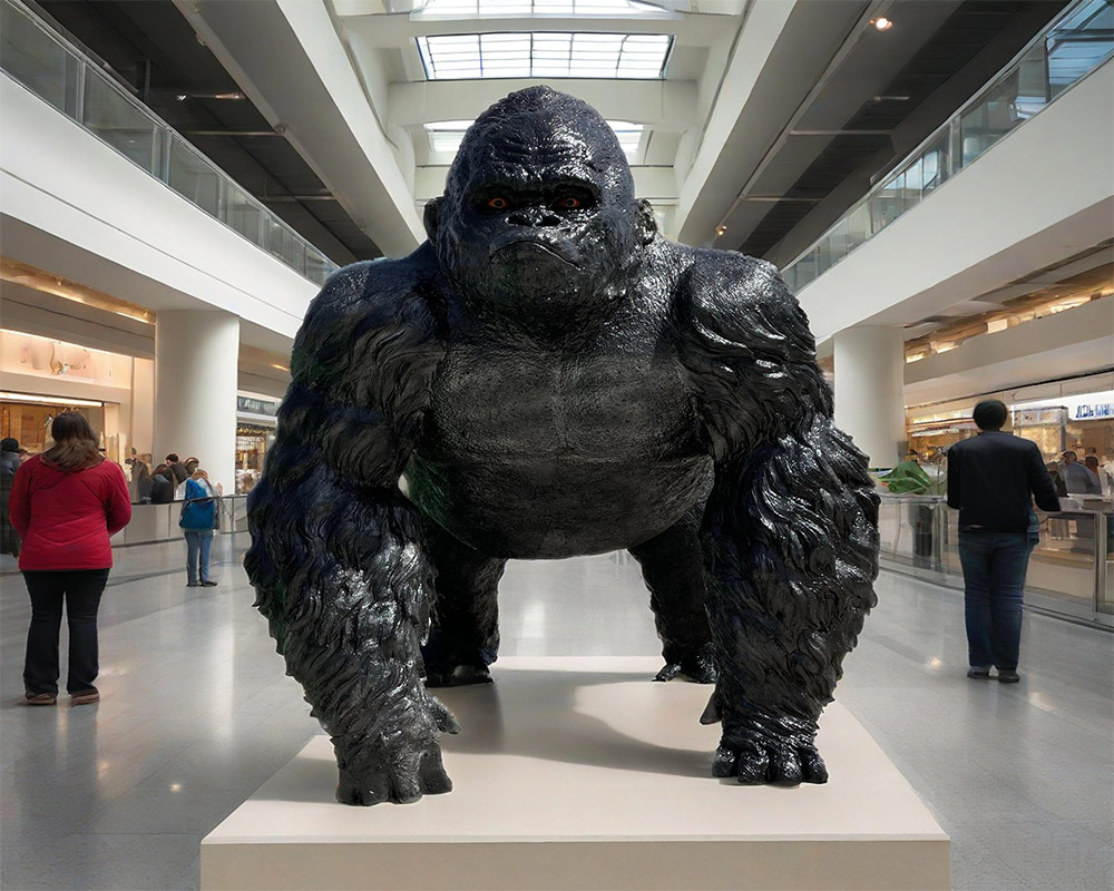 simulated fiberglass gorilla sculpture