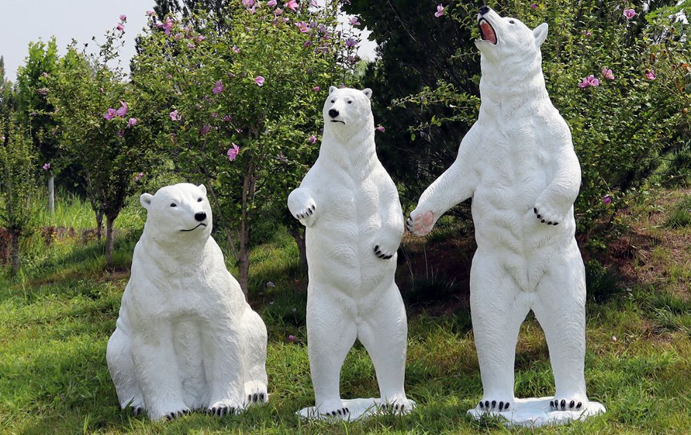 simulation fiberglass polar bear sculptures