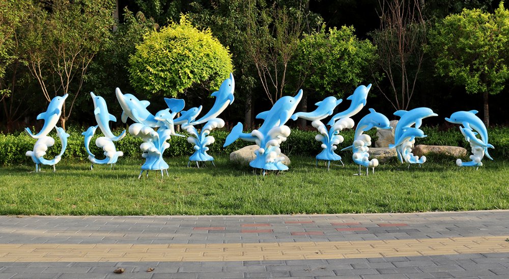 simulation fiberglass dolphin animal sculptures