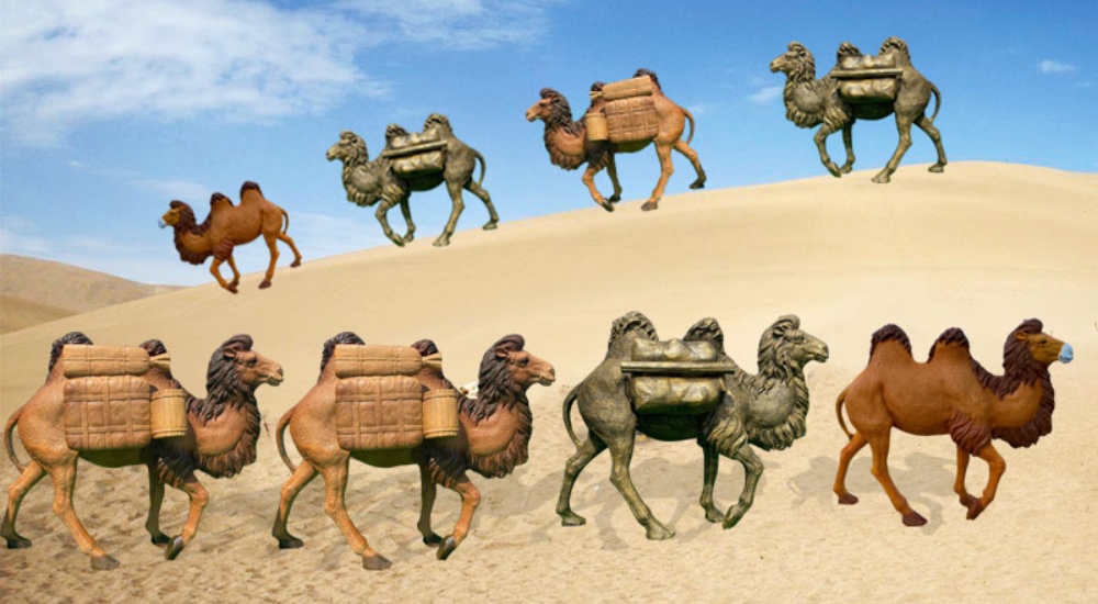 Life size simulation bronze & fiberglass camel sculpture