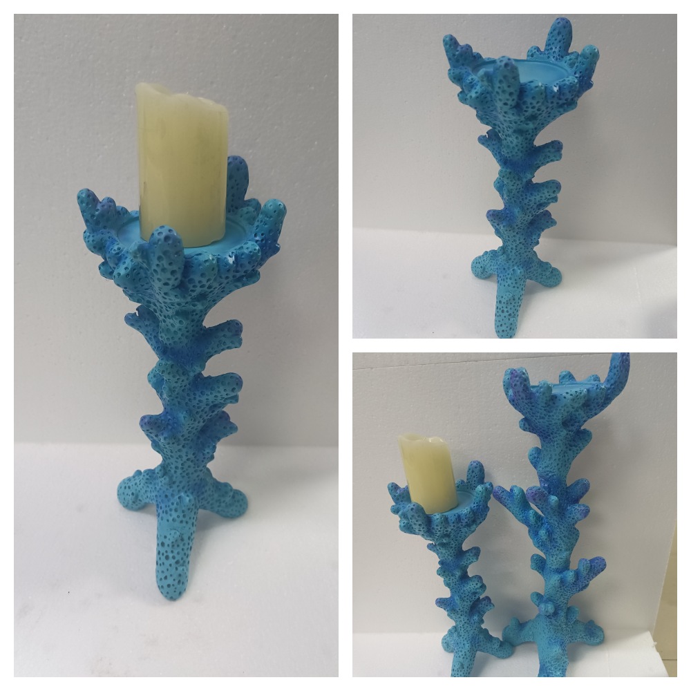 The resin coral candlesticks display
