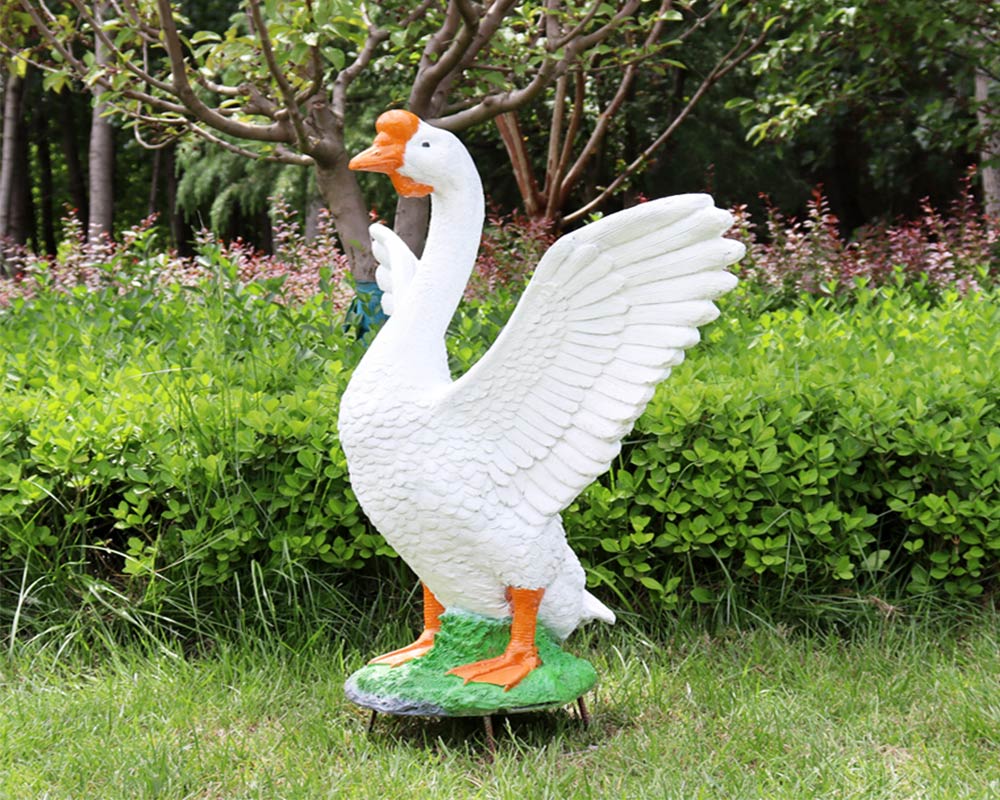 Simulation White Goose Sculptures Resin & Fiberglass Garden Decor Outdoor