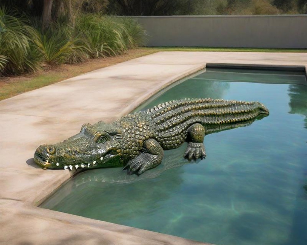 Simulation Fiberglass Crocodile Sculpture Scenic Park Ornaments