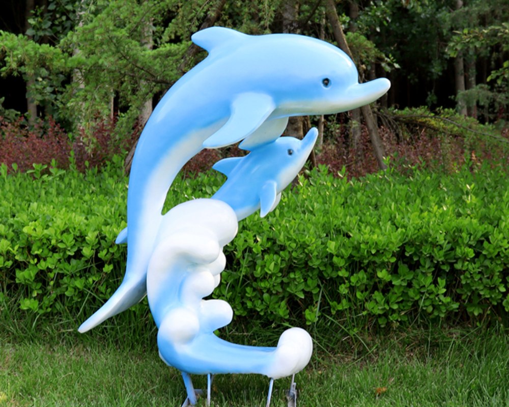 Large Simulation Fiberglass Dolphin Sculpture Animal Decoration
