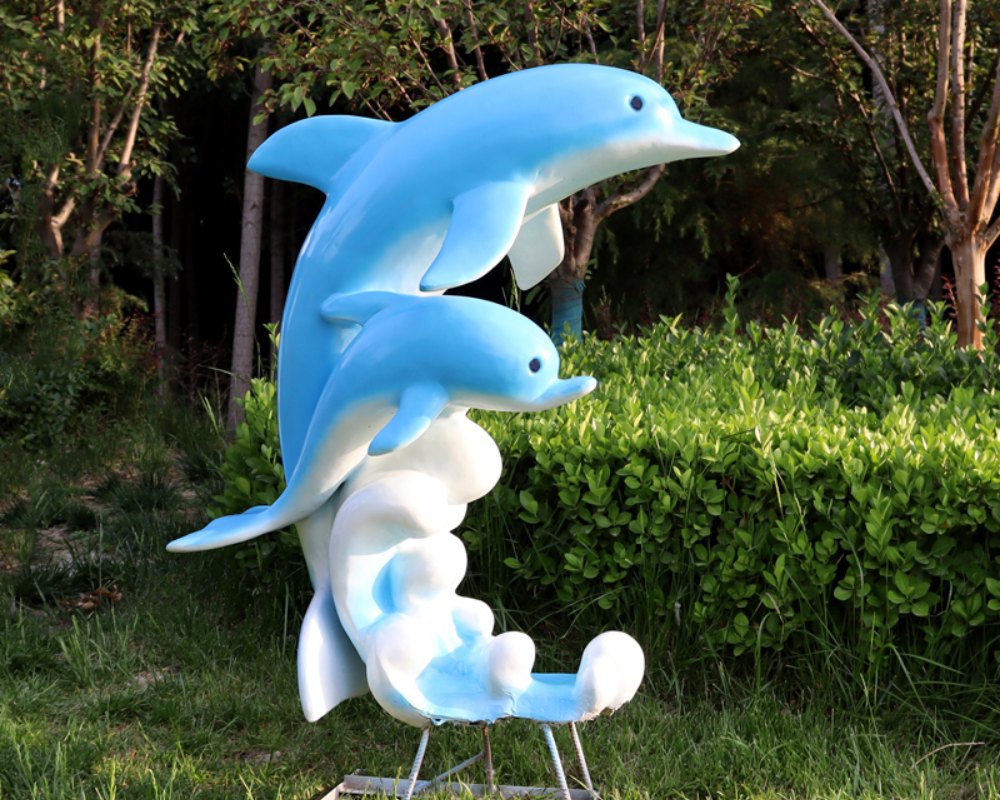 Large Simulation Fiberglass Dolphin Sculpture Animal Decoration