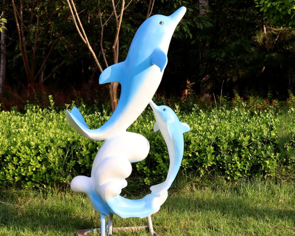Large Simulation Fiberglass Dolphin Sculpture Animal Decoration