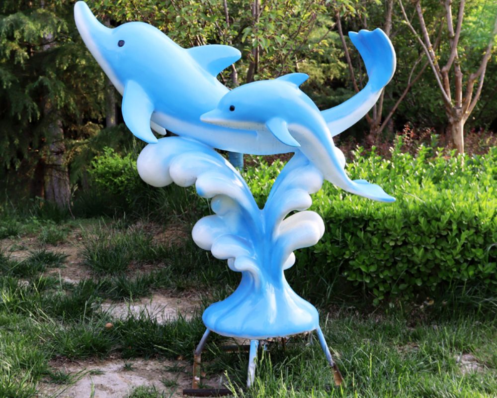 Large Simulation Fiberglass Dolphin Sculpture Animal Decoration