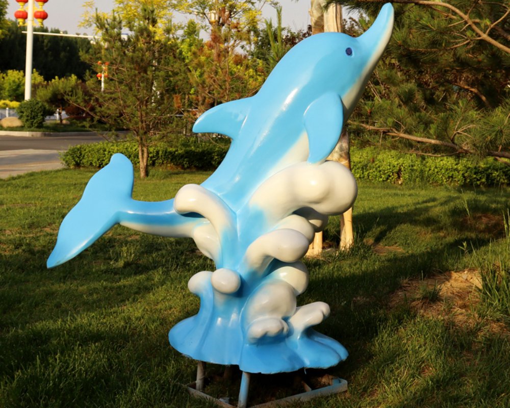 Large Simulation Fiberglass Dolphin Sculpture Animal Decoration