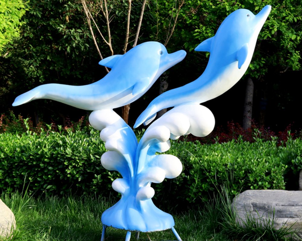 Large Simulation Fiberglass Dolphin Sculpture Animal Decoration