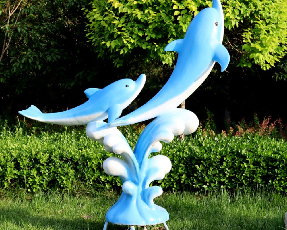 Large Simulation Fiberglass Dolphin Sculpture Animal Decoration