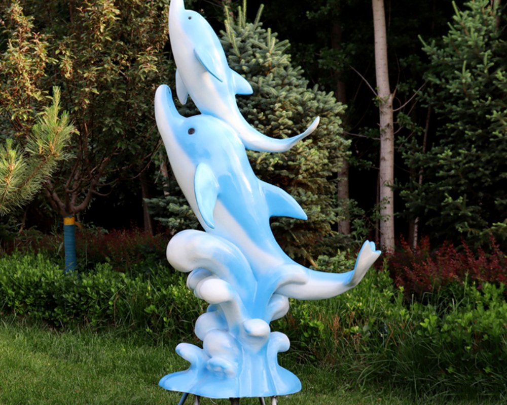 Large Simulation Fiberglass Dolphin Sculpture Animal Decoration