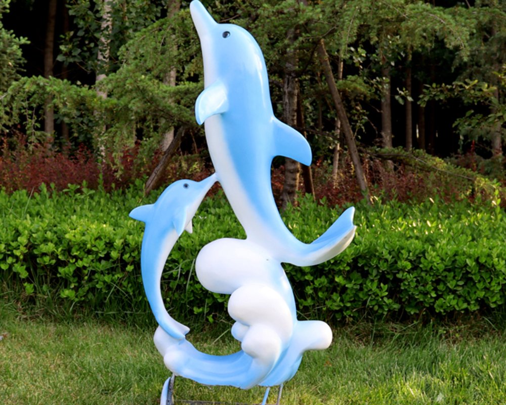 Large Simulation Fiberglass Dolphin Sculpture Animal Decoration