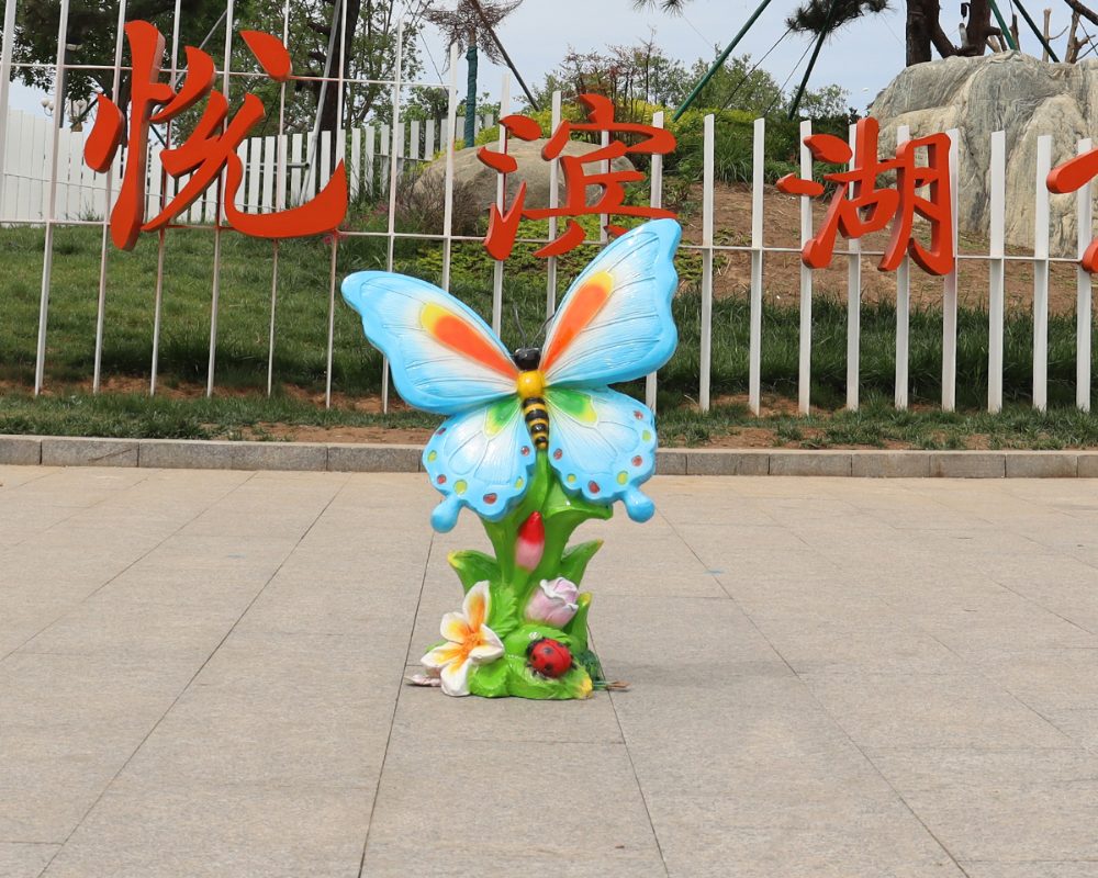Simulation Fiberglass Glowing Interactive Butterfly Sculptures