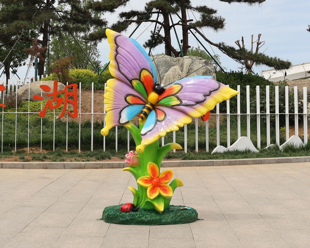 Simulation Fiberglass Glowing Interactive Butterfly Sculptures