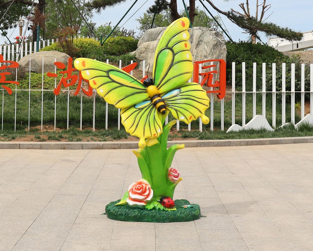 Simulation Fiberglass Glowing Interactive Butterfly Sculptures