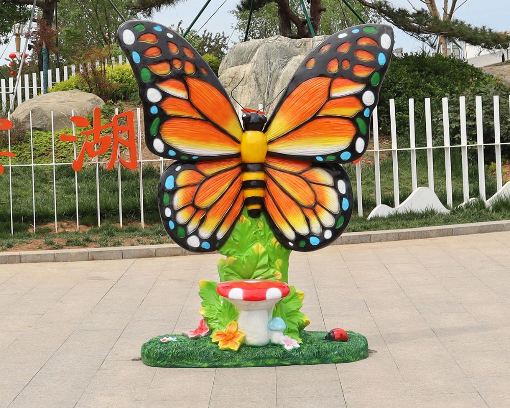 Simulation Fiberglass Glowing Interactive Butterfly Sculptures