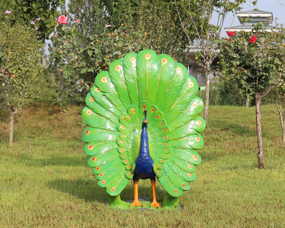 Simulation Fiberglass Peacock Statue Animal Ornaments
