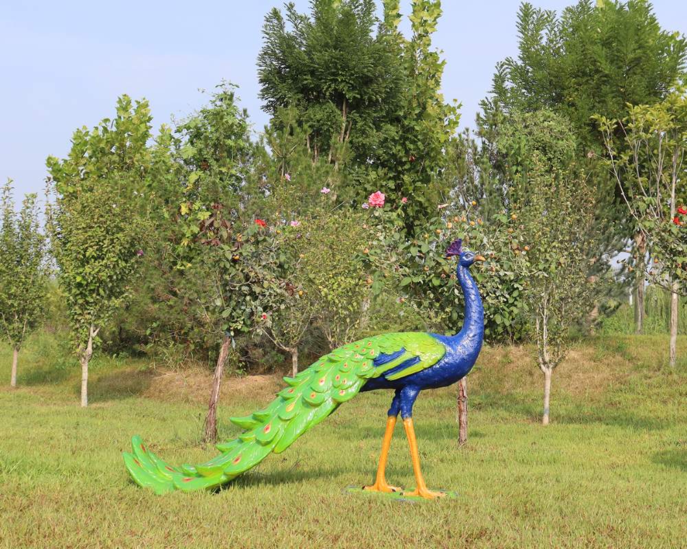 Simulation Fiberglass Peacock Statue Animal Ornaments