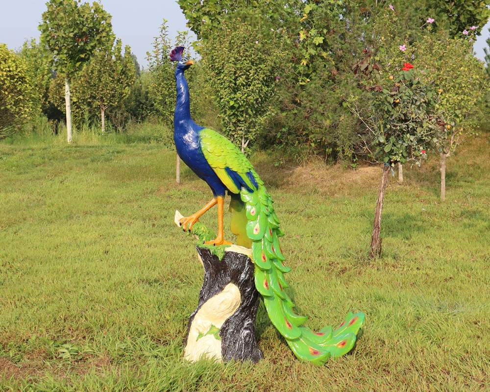 Simulation Fiberglass Peacock Statue Animal Ornaments