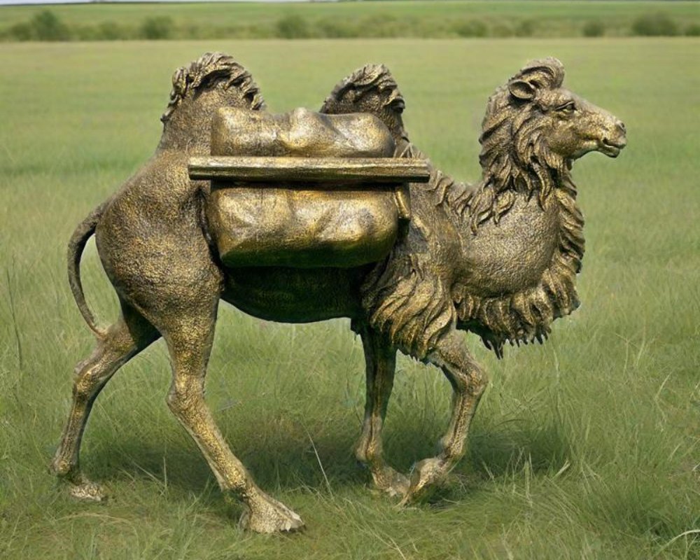 Life Size Simulation Bronze & Fiberglass Camel Sculpture