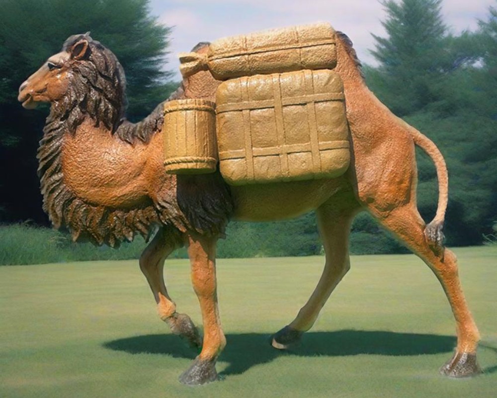 Life Size Simulation Bronze & Fiberglass Camel Sculpture