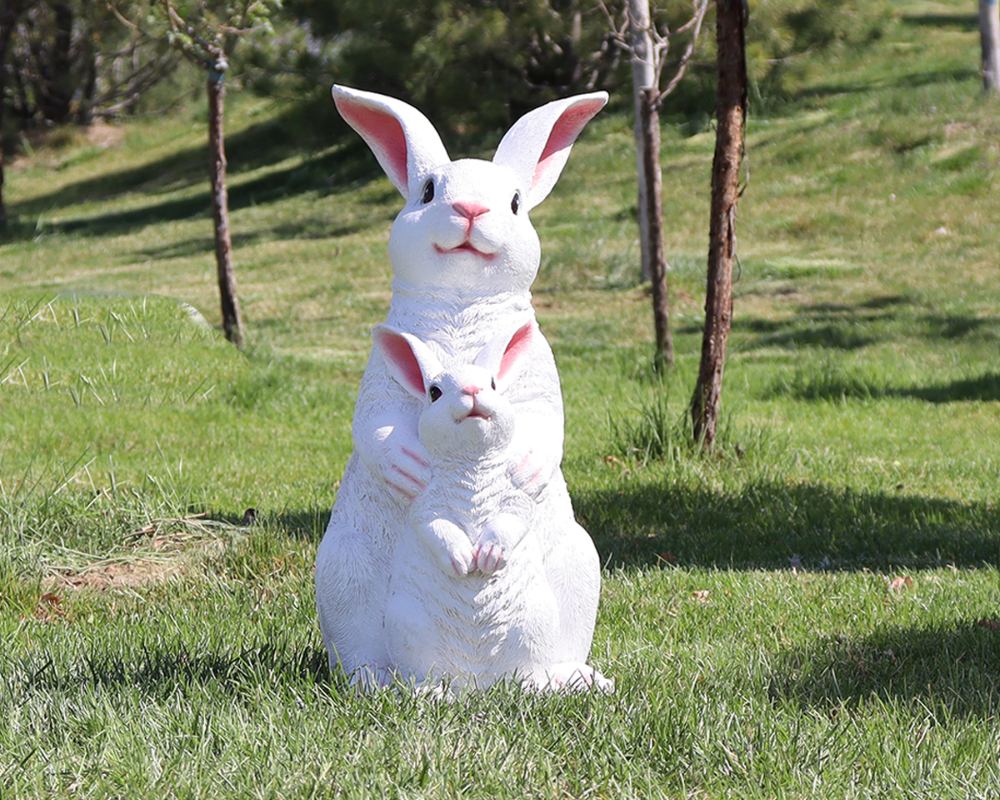Simulation Resin&Fiberglass Rabbit Sculptures Decor