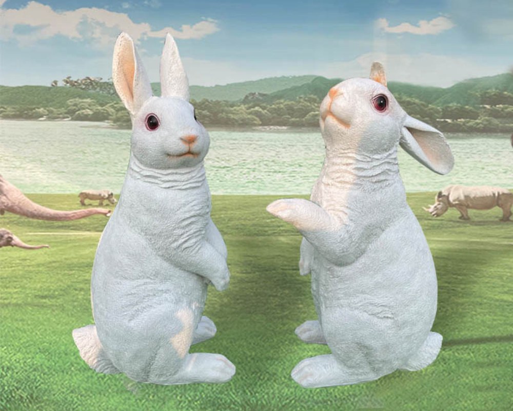 Simulation Resin&Fiberglass Rabbit Sculptures Decor