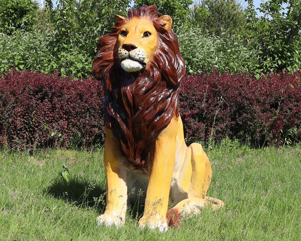 Simulation Fiberglass Lion Sculptures for Garden