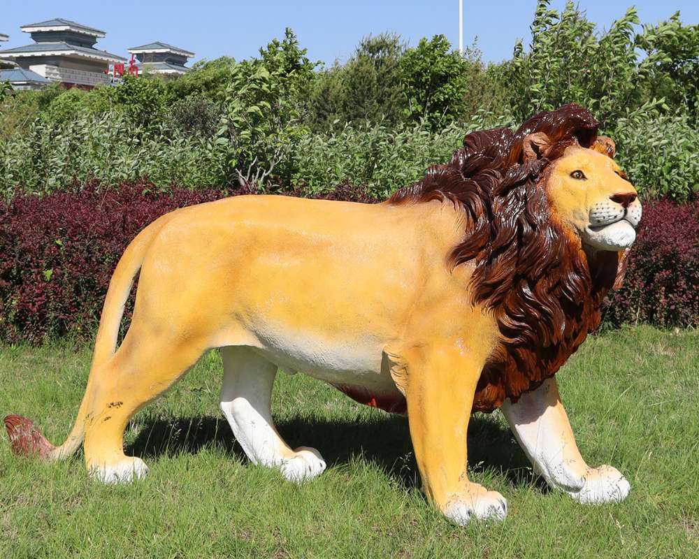 Simulation Fiberglass Lion Sculptures for Garden