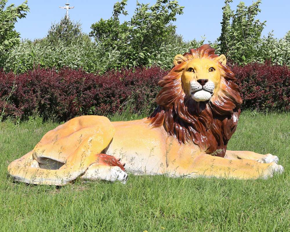 Simulation Fiberglass Lion Sculptures for Garden