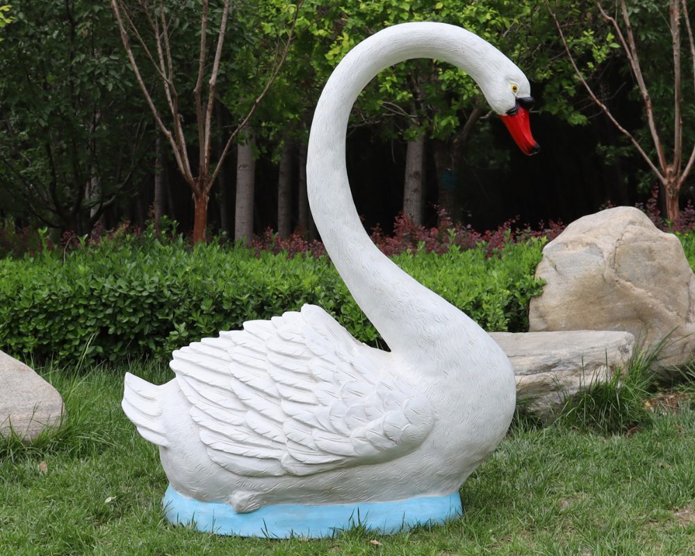 Simulation Fiberglss&Resin Swan Sculptures for Elegant Outdoor Decor