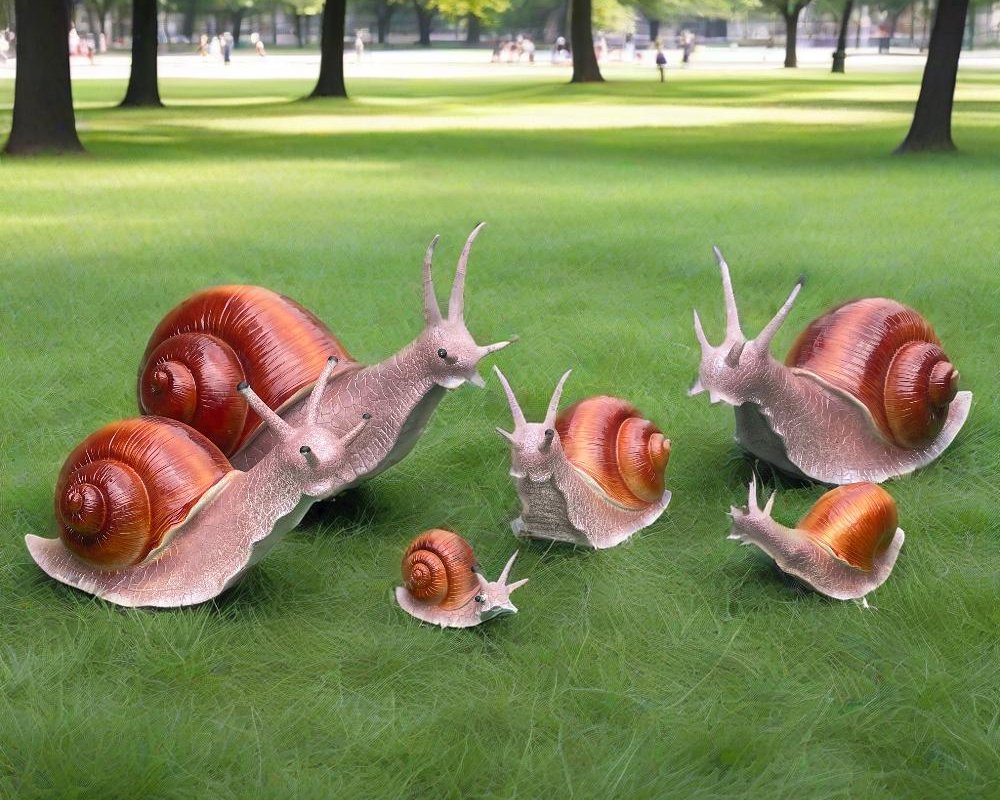 Simulation Fiberglass Snail Sculptures for Whimsical Outdoor Decor