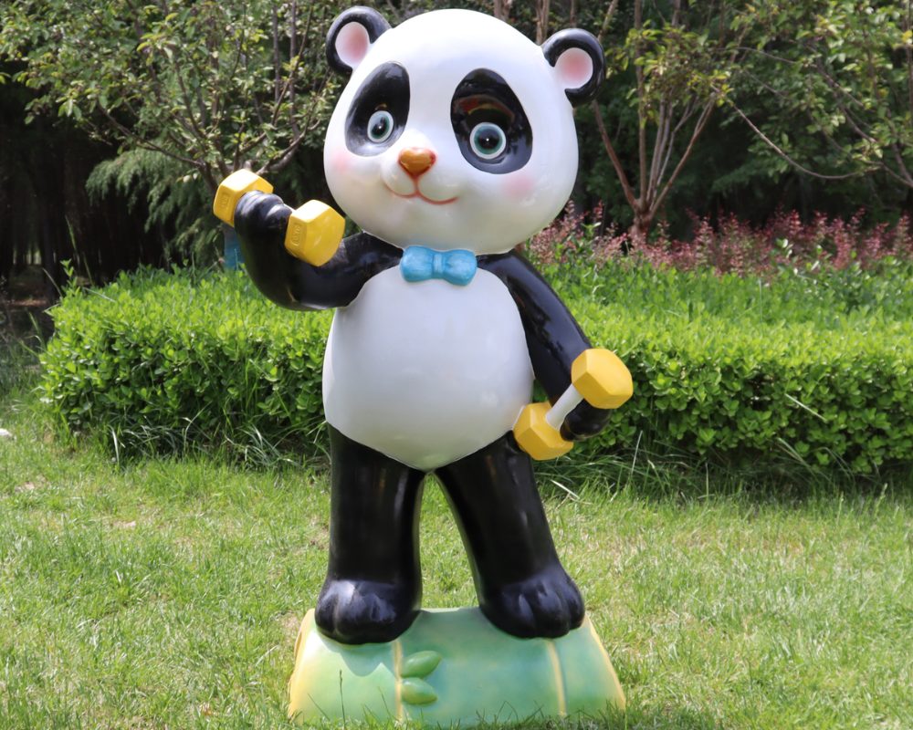 Simulation Fiberglass Panda Sculptures for Playful & Modern Decor