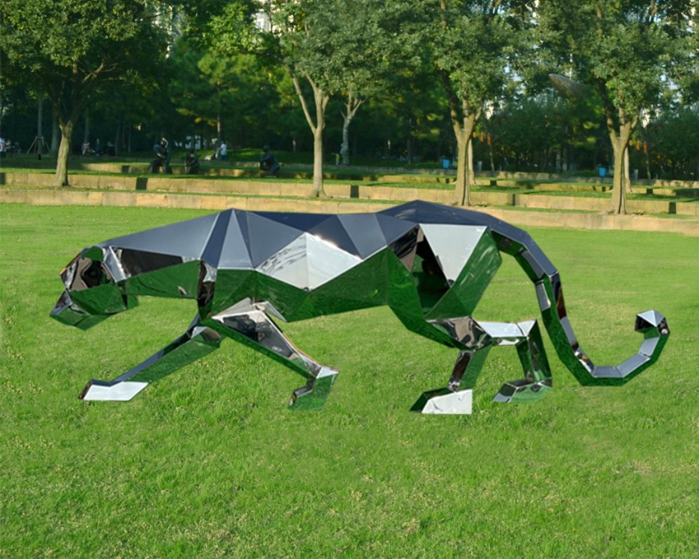Large Stainless Steel Leopard Sculptures for Bold Decor