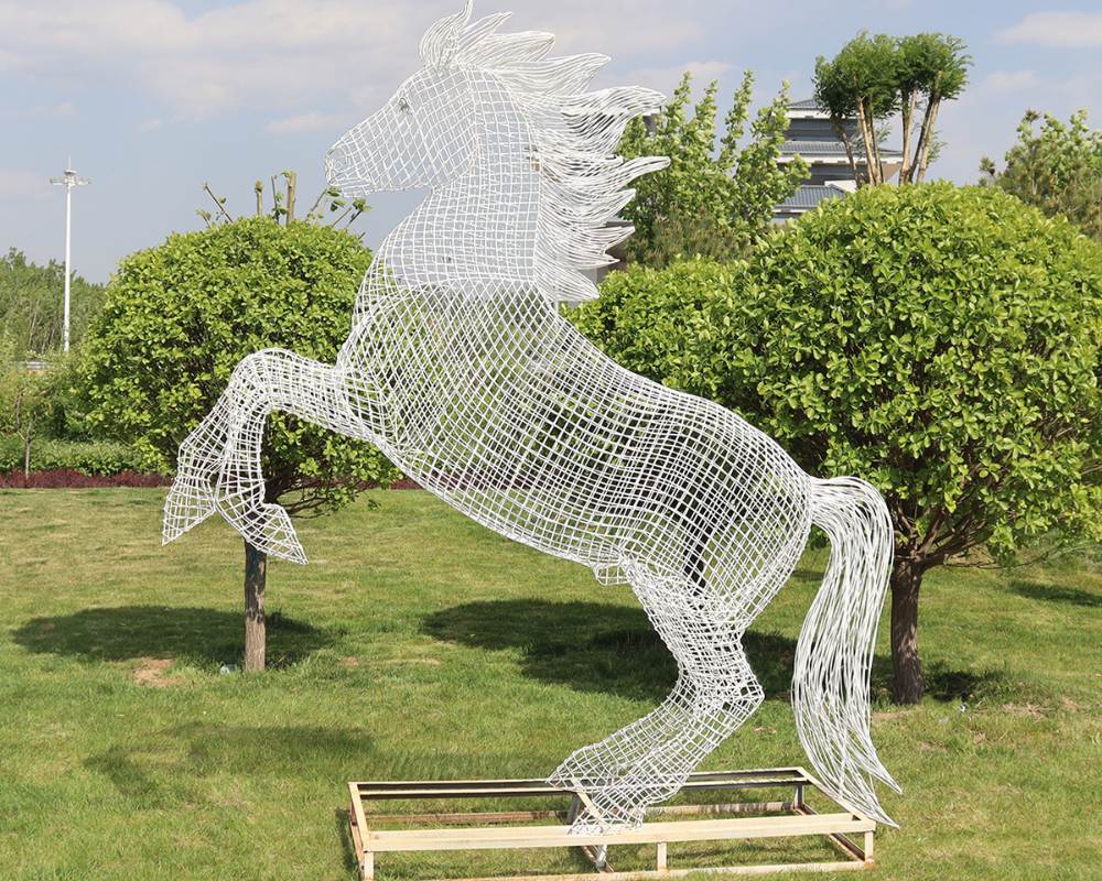 Stainless Steel Hollow Horse Sculptures for Dynamic Outdoor Decor
