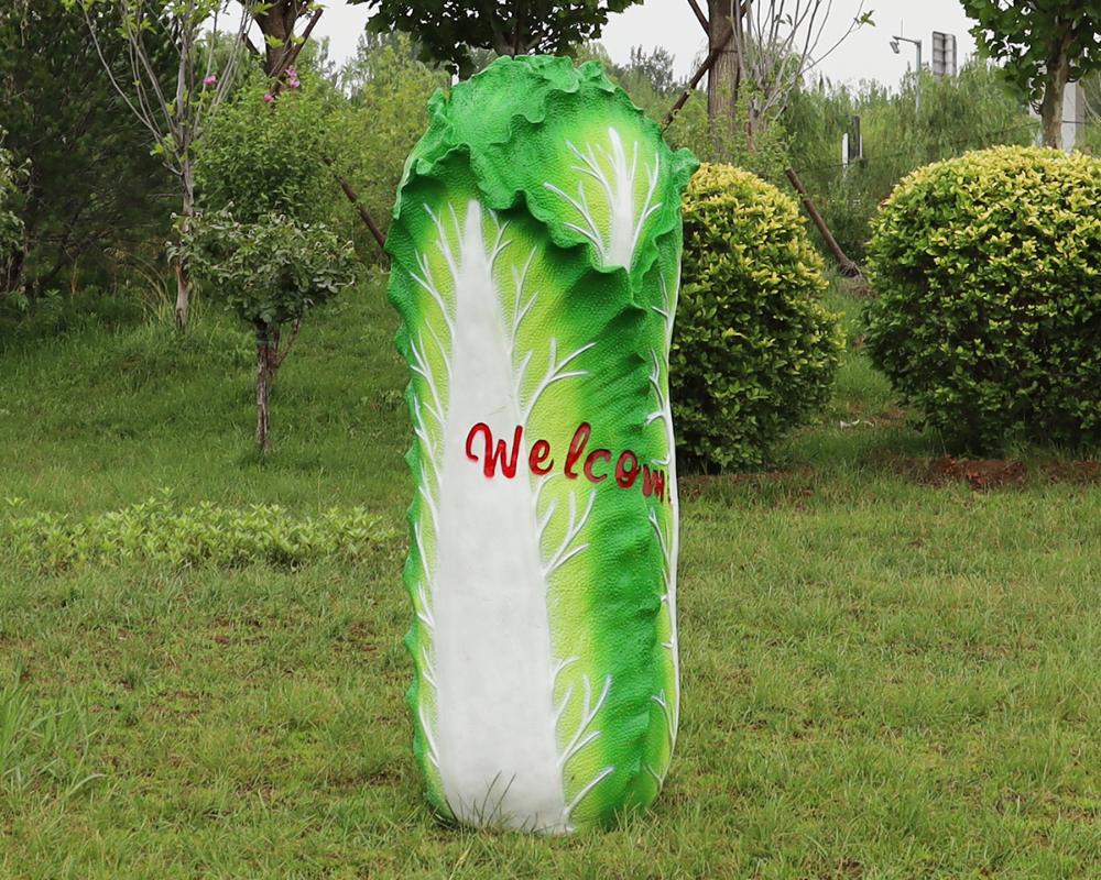 Fresh Outdoor Decor Simulation Fiberglass Cabbage Sculptures