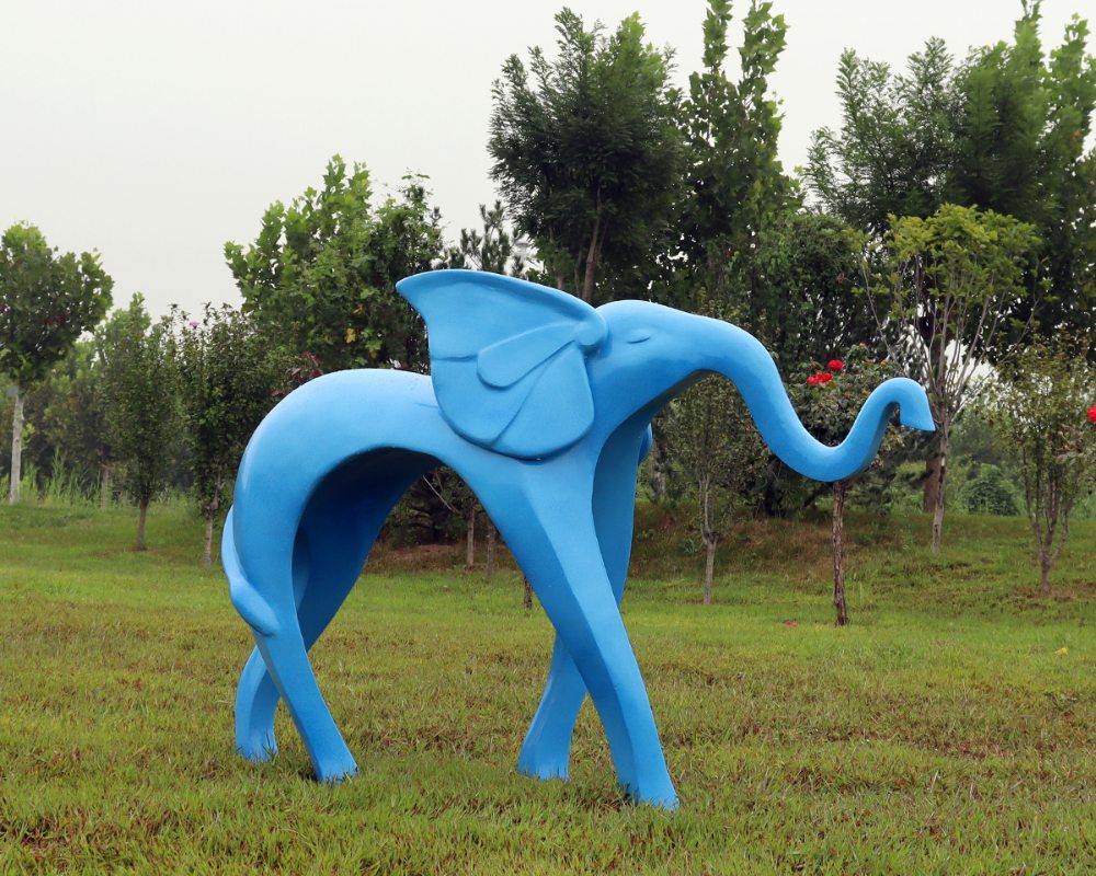 Cartoon Abstract Elephant Sculptures for Modern Outdoor Decor