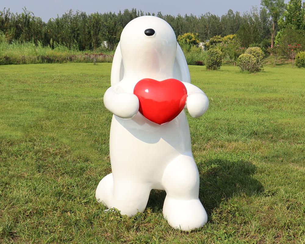 Whimsy Cartoon Fiberglass Rabbit Sculpture for Outdoor Decor