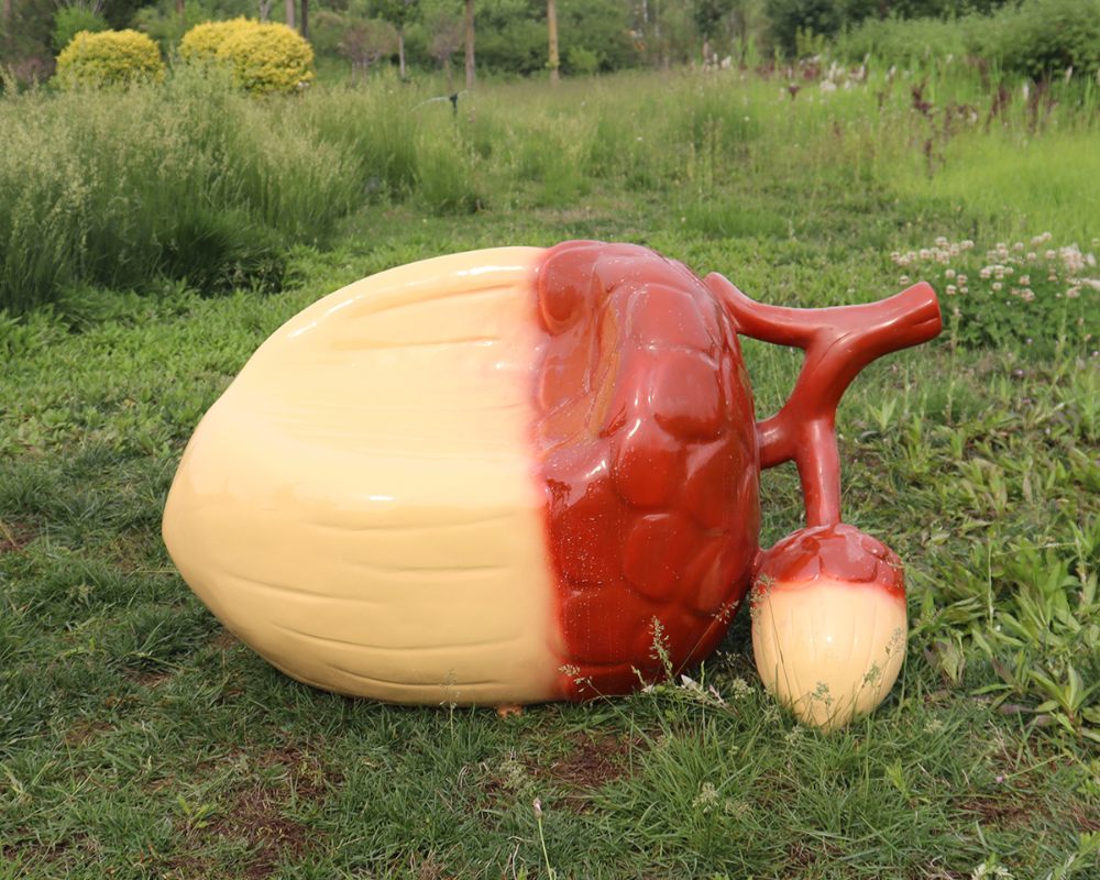 Vivid Fiberglass Squirrel Themed Garden Chair Statue