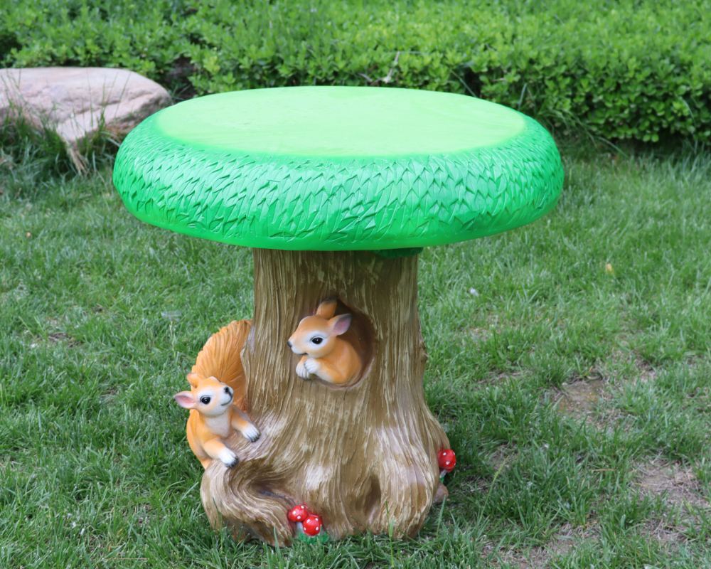 Natural Fiberglass Stump Themed Garden Chair Statue