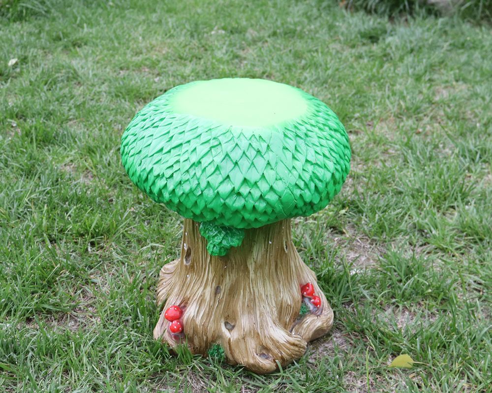 Natural Fiberglass Stump Themed Garden Chair Statue
