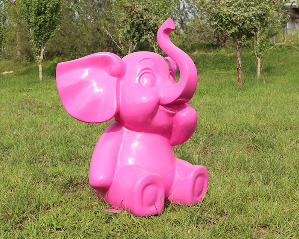 Colorful Fiberglass Cartoon Elephants Sculpture for Outdoor Gardens