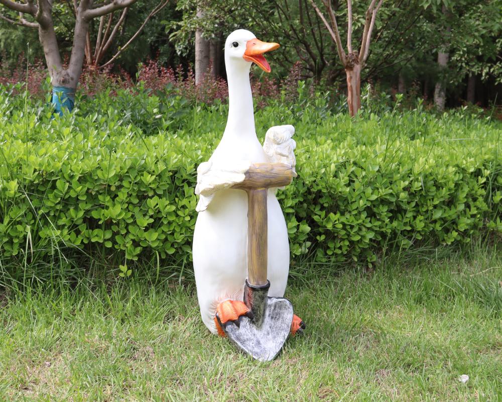 Cartoon Duck Fiberglass Sculptures for Garden Enchantment