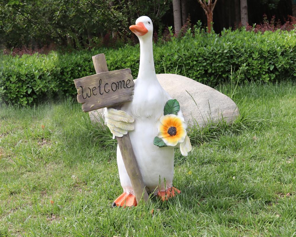 Cartoon Duck Fiberglass Sculptures for Garden Enchantment
