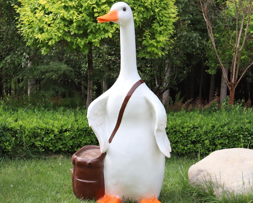 Cartoon Duck Fiberglass Sculptures for Garden Enchantment