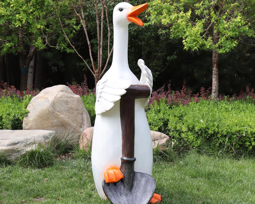 Cartoon Duck Fiberglass Sculptures for Garden Enchantment