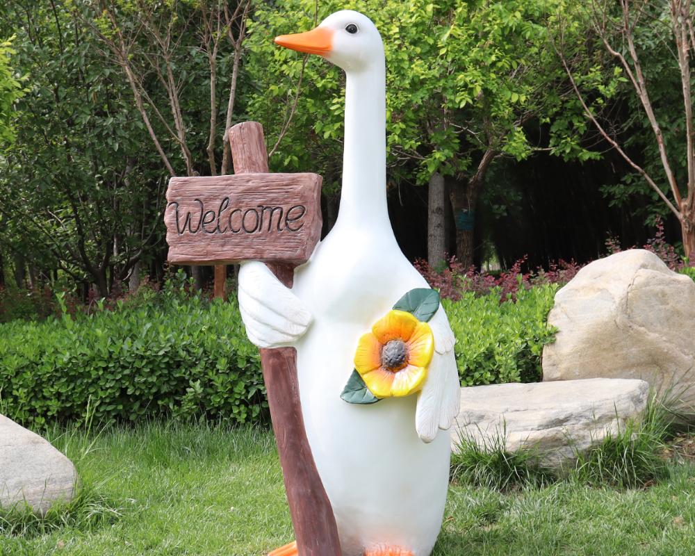 Cartoon Duck Fiberglass Sculptures for Garden Enchantment
