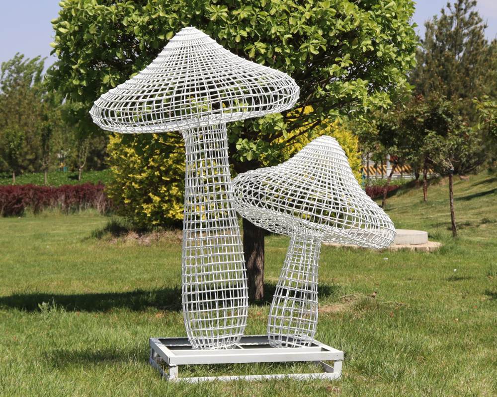Artistic Stainless Steel Hollow Mushroom Garden Sculpture