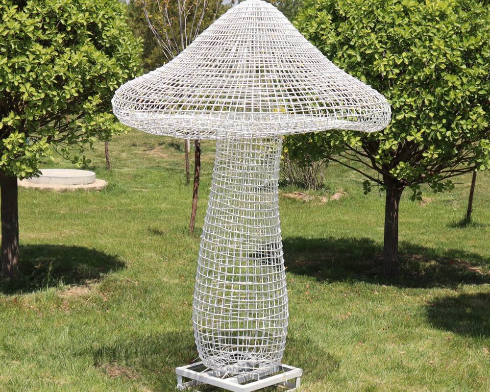 Artistic Stainless Steel Hollow Mushroom Garden Sculpture